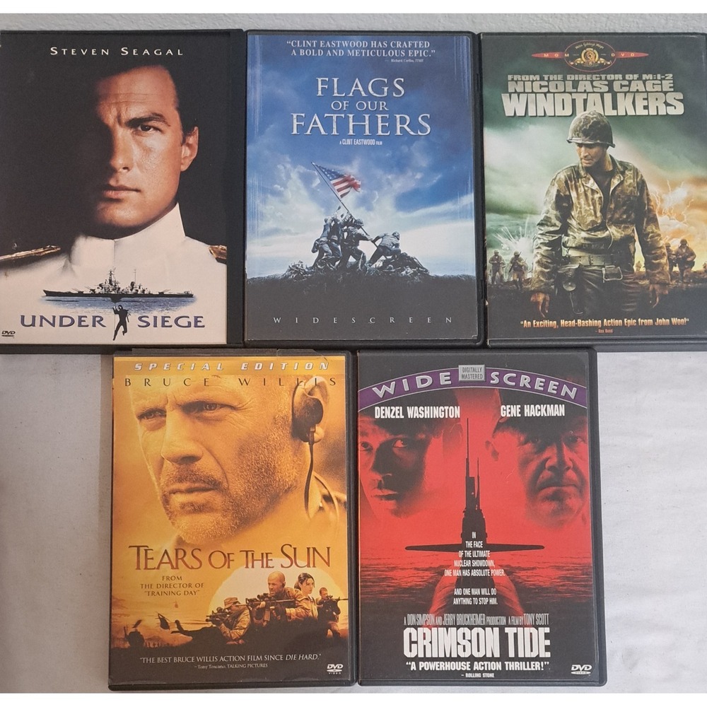 War & Military Action DVD Lot Under Siege Windtalkers Crimson Tide + More